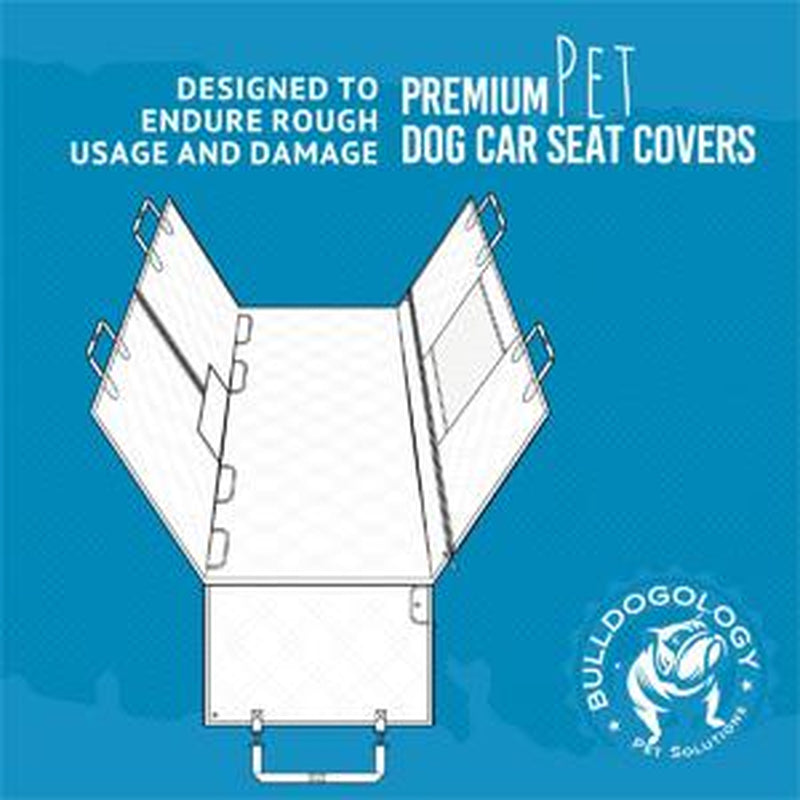 Bulldogology Dog Car Seat Cover with Mesh & Zippers Waterproof Heavy Duty Dog Hammock Backseat Protector from Dog Hair, Muddy Paws, Scratches - Pet Car Seat Cover for Cars Trucks Suvs (Large, Black)